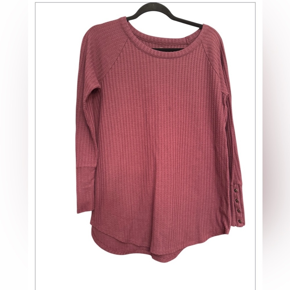 Chaser Mauve Thermal Button Sleeve Top